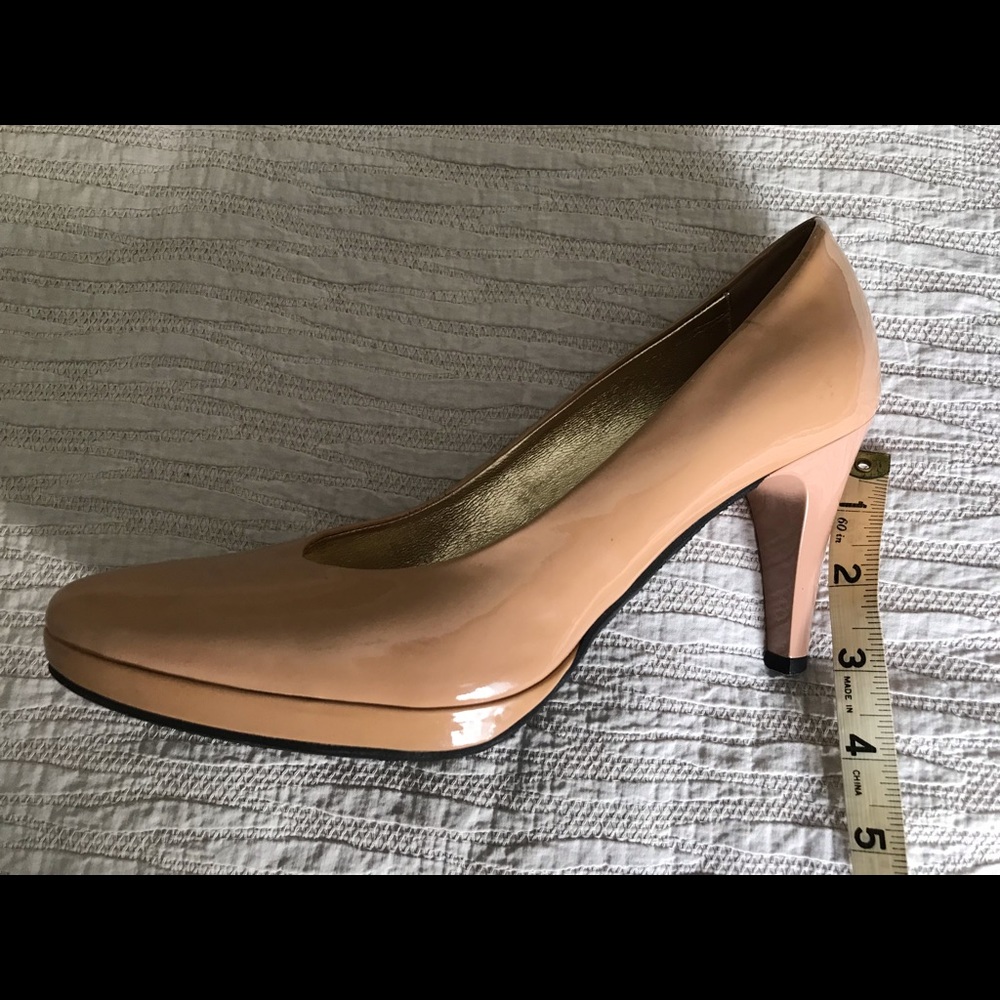Ron White Nude Patent Leather Platform Pumps